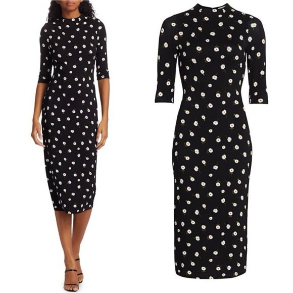 Alice + Olivia Delora Daisy Print Midi Dress - Picture 1 of 8